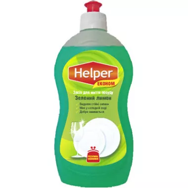 Засіб для миття посуду Helper Економ Зелений лимон  495 мл